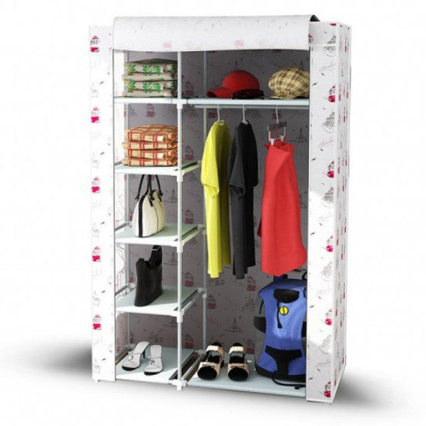 Plastic Pipe Cloth Wardrobe With One Side Shelf - Color by Color