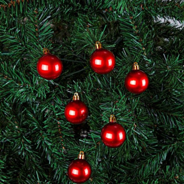 Waldern 6-Piece Christmas Pine Tree Ball 4 cm Red