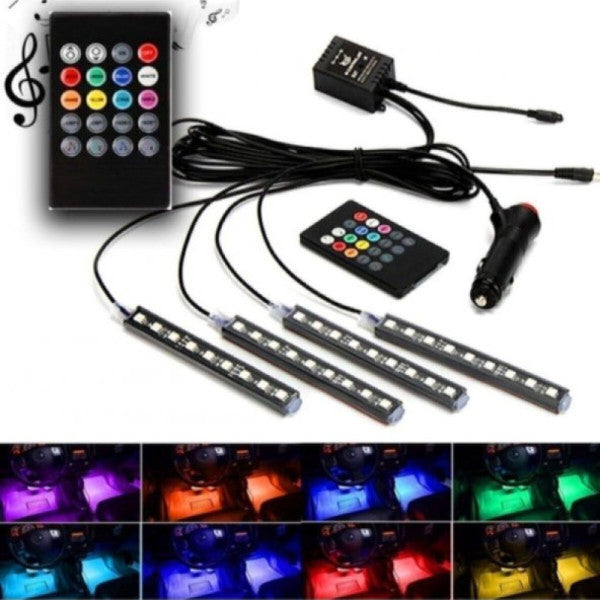 Hyper Car Lighting Controlled Music Sensitive 9 Led Underfoot Led - 7 Colors Rgb