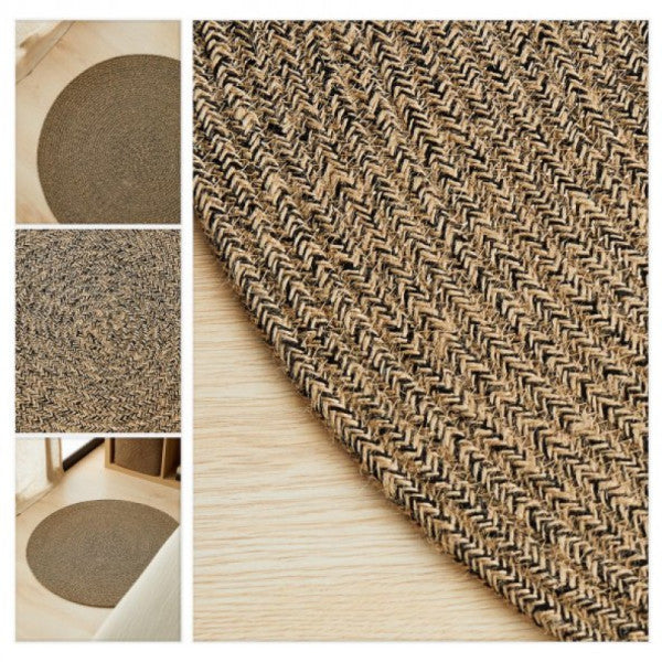 Ocean Home Textile Black Jute Carpet Rug 80 Cm