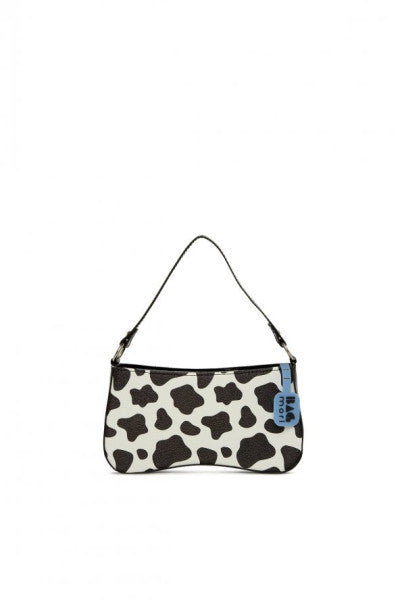 Bagmori Black and White Molded Baguette Clutch Bag