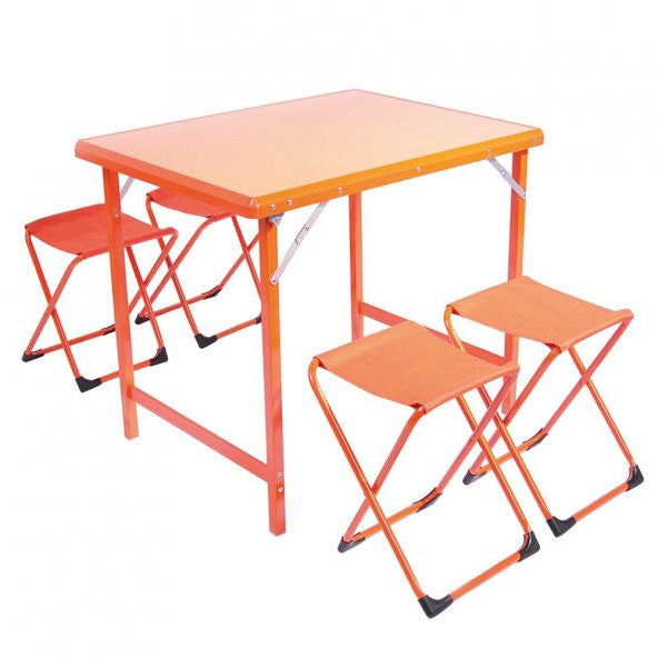 Andoutdoor French 4 Table And Chair Set-Orange