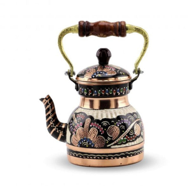 Morya Copper Herbal Tea Pot Rose Flower Embroidered