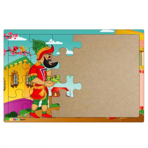 Karagöz and Hacivat 24-Piece Wooden Puzzle Jigsaw for Children 3-9 Years Old