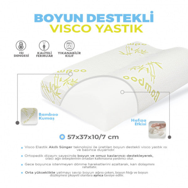 Neck Supported Orthopedic Pillow Visco Pillow 57X37X10-7Cm