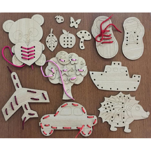 Modaya uygun oyuncaklar eğitim ahşap iş parçacığı örgü seti 25 adet Montessori el kas gelişimi