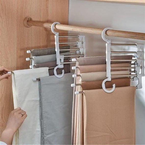 Movable Inside Closet Trousers Tie Shawl Hanger System Organizer Layered Hanger Organizer