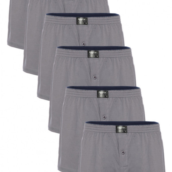 Tolin 6 Pcs 100 Cotton Men's Gray Solid Colored Single Jersey Boxer Set 415G