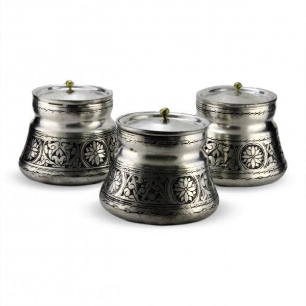 Morya 3 pcs Medium Size Tinned Covered Copper Spice Pot