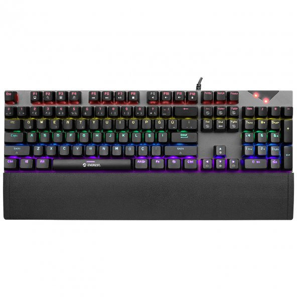 Everest Mk7 Gray Usb Wrist Supported Mechanical Keyboard Q Blue Switch Gaming Gaming Keyboard