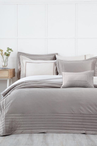 Ecocotton feza çift kişilik yatak örtüsü seti% 50 pamuklu% 50 polyester açık gri 240x260 cm