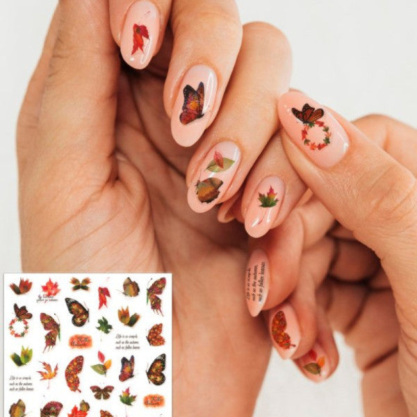 Autumn Color Butterfly Figures Nail Sticker Nail Tattoo