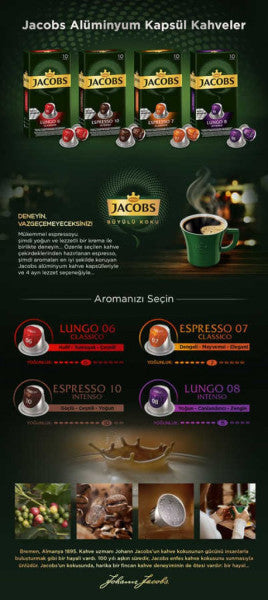 Jacobs Espresso 10 Intenso Capsules Coffee 10 X 10 Packs (100 Pieces) Nespresso Compatible
