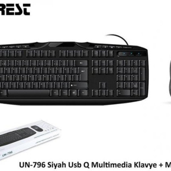 Everest Un-796 Black USB Q Multimedia Keyboard + Mouse Set