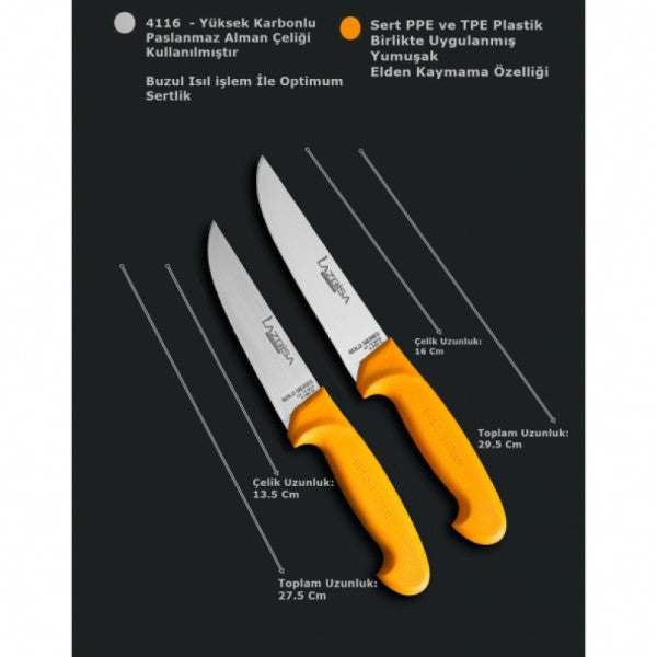 Lazbisa Kitchen Knife Set Meat Butcher Knife Gold Series 2 Pcs Set ( 1-2 )
