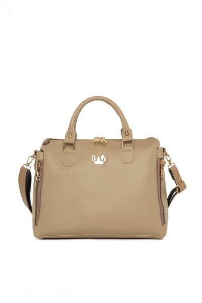 Bagmori Mink Vertical Double Zipper Shoulder Bag