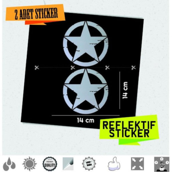 2Pcs Large Size Worn Military Star Set Reflective Sticker Çınar Extreme