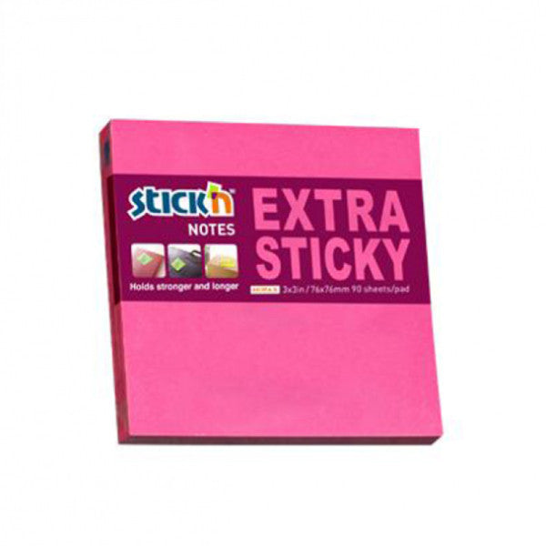 Hopax Stickn Sticky Note Paper Extra 90 pages 76X76 Neon Pink