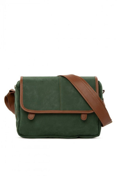 Bagmori Green Nubuck Messenger Bag