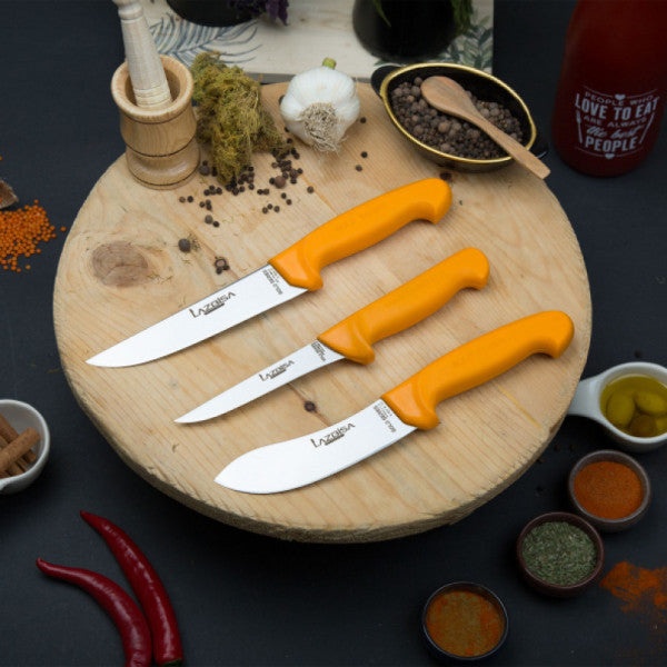 Lazbisa Kitchen Knife Set Meat Butcher Knife Gold Series Set of 3