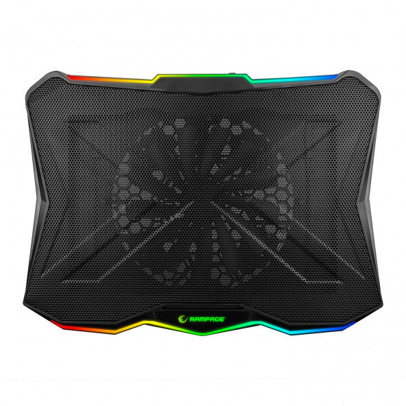 Rampage Ad-Rc8 Showy Black 180Mm Fan 15-17 Rgb Illuminated Notebook Cooler Stand