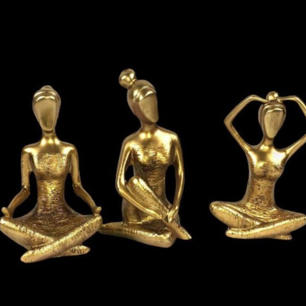 3 Piece Decorative Yoga Girl Gold