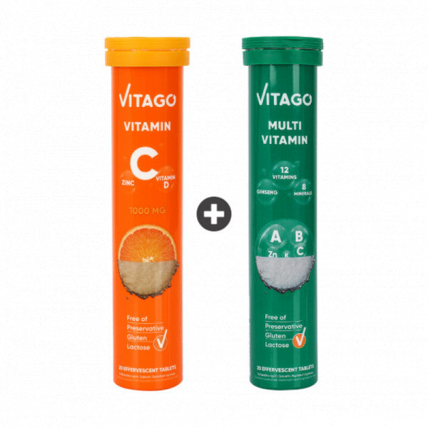2-Pack - Vitago Vitamin C + Vitago Promultivit Multivitamin, 20-Piece Effervescent Tablets