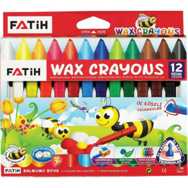 Fatih Wax Pastel Triangular Triangle Crayons 12 Color 50290