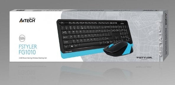 A4 Tech FG1010 2.4G Blue Q FN-MM لوحة مفاتيح + Optik Mouse