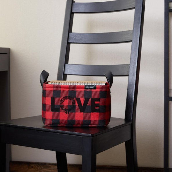 Ocean Home Textile Red Checkered Love Printed Basket 24 X 17 X 14 Cm