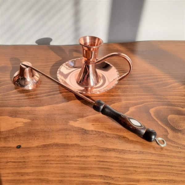 Morya Copper Candlestick Şinanay and Candle Extinguisher