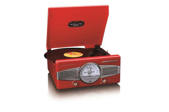 Lenco Classic Phono Tt-27 Rd Retro Turntable Record Player with Built-in Speaker (Red)