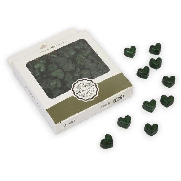 Seal Wax Melting Heart Beads Package Model No: 629 Emerald Green