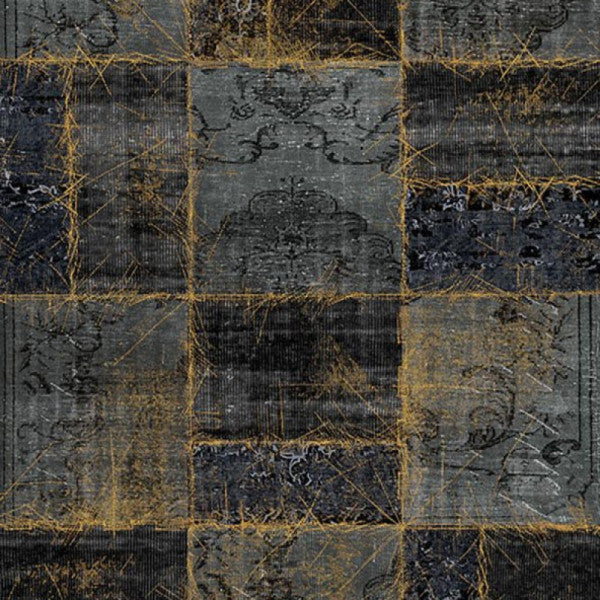 Frenda Home Patchwork Pattern Td600-00 Non-Slip Leather Base Decorative Carpet Yellow 80X200
