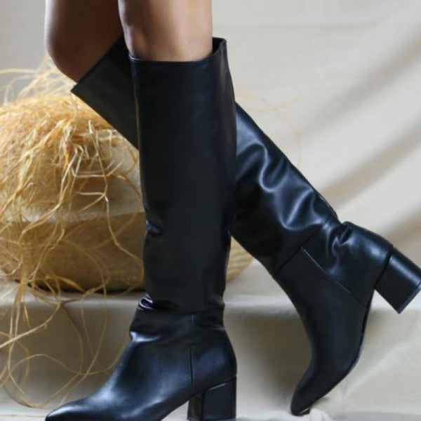 Pembe Potin Thick Heeled Women's Boots 024-1010-21 Black