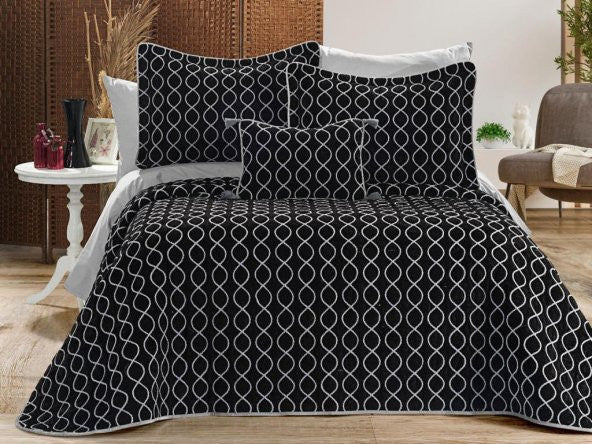 Brillance Double Bedspread Black Gray