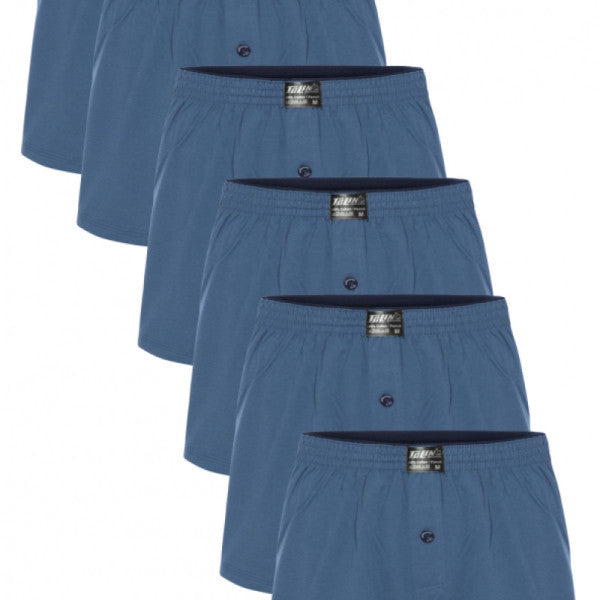 Tolin 6 Pcs 100 Cotton Men's Blue Solid Colored Single Jersey Boxer Set 415M