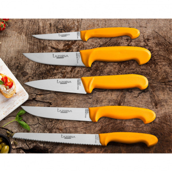 Lazbisa Kitchen Knife Set Meat Vegetable Fruit Bread Knife Chef 5 Pieces Gold Series