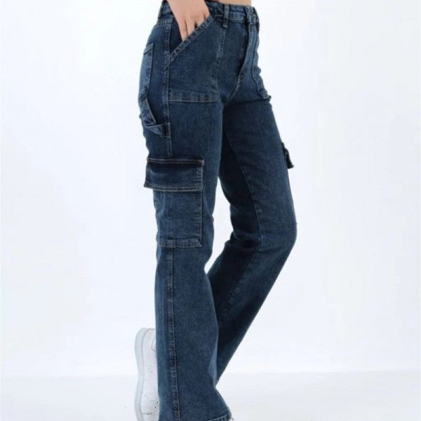 Wide Leg Jeans With Cargo Pockets 981894