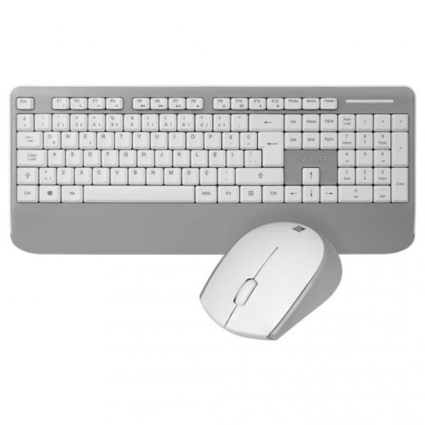 Everest KM-6176 OFFICAL White-Grey Wireless Combo Q Multimedia Keyboard + Mouse Set