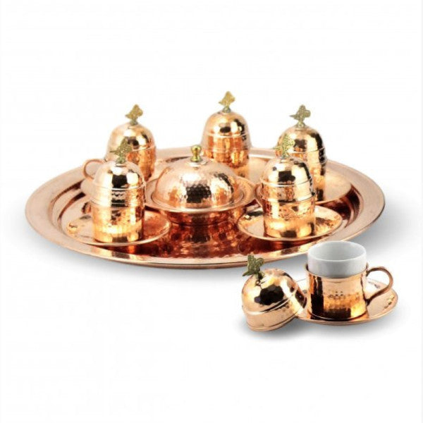 Morya Copper Coffee Set Tattoo Red 6 Person