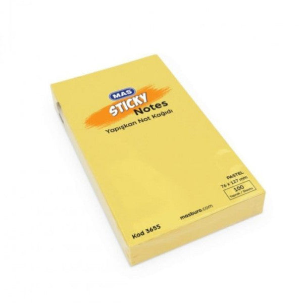 Mas Sticky Note Paper 100 Pages 76X127 Pastel Yellow