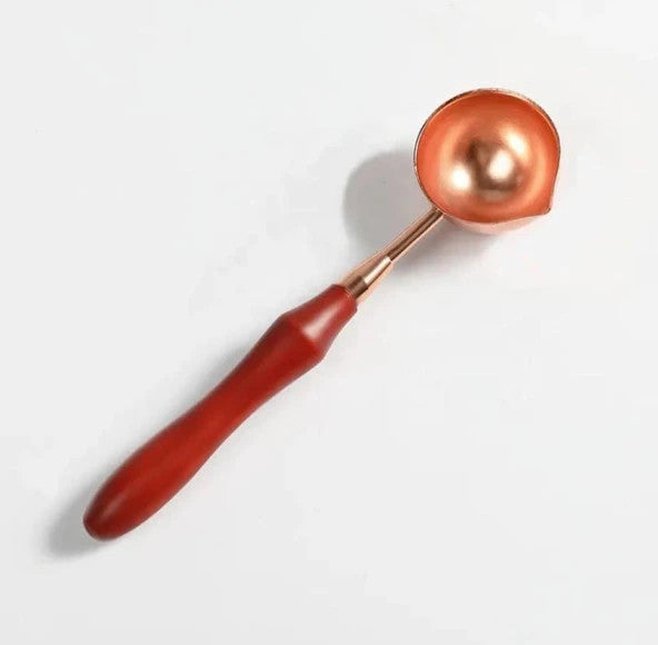 Wooden Handle Wax Seal Melting Spoon Stainless Steel Rose Gold