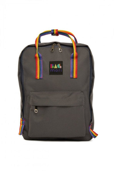 Bagmori Gray Colored Column Square Strap Adjustable Backpack