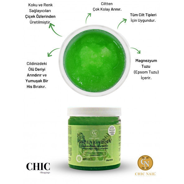Chic Nail Manicure & Pedicure And Body Peeling Green Garden 250 Grams / Epsom Salt / Epsom Salt